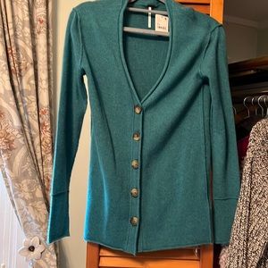 Free People NWT green cashmere cardigan